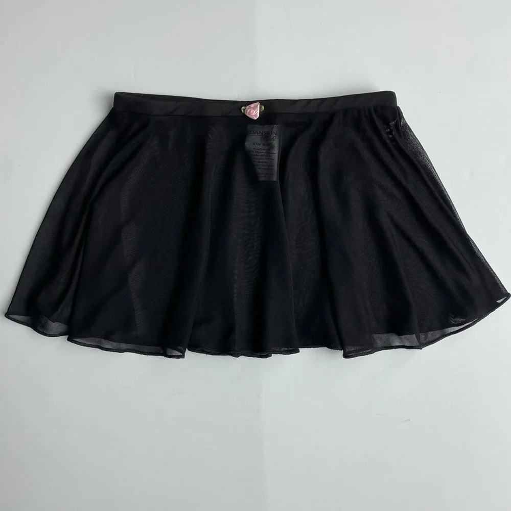 Black Ballet Skirt Size 6 6X Small Elastic Waist EUC Dance Flowy Girls Sheer